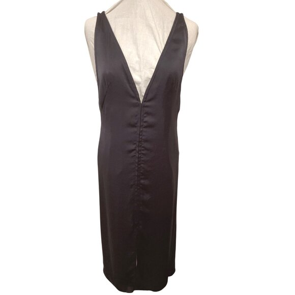 Theory Navy Slip Dress W/ Plunging Neckline Front Slit Size 2 - Picture 1 of 8